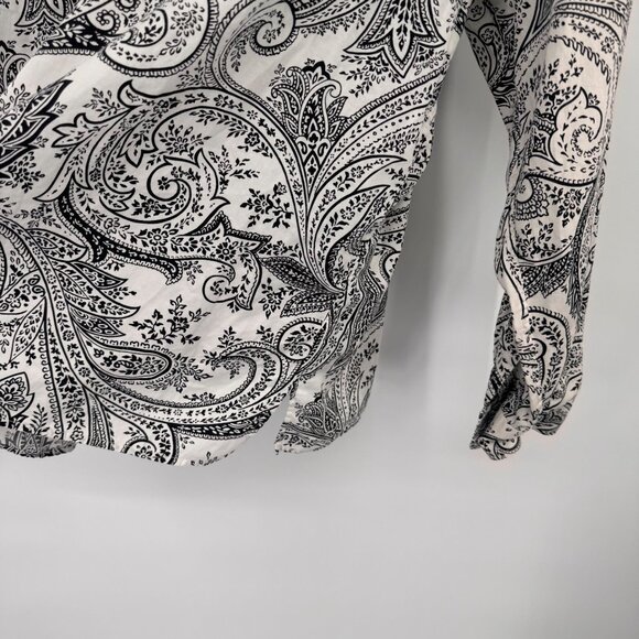 Lauren Ralph Lauren Womens Paisley Button-Down Shirt size 3X plus Black Cotton - Picture 11 of 14